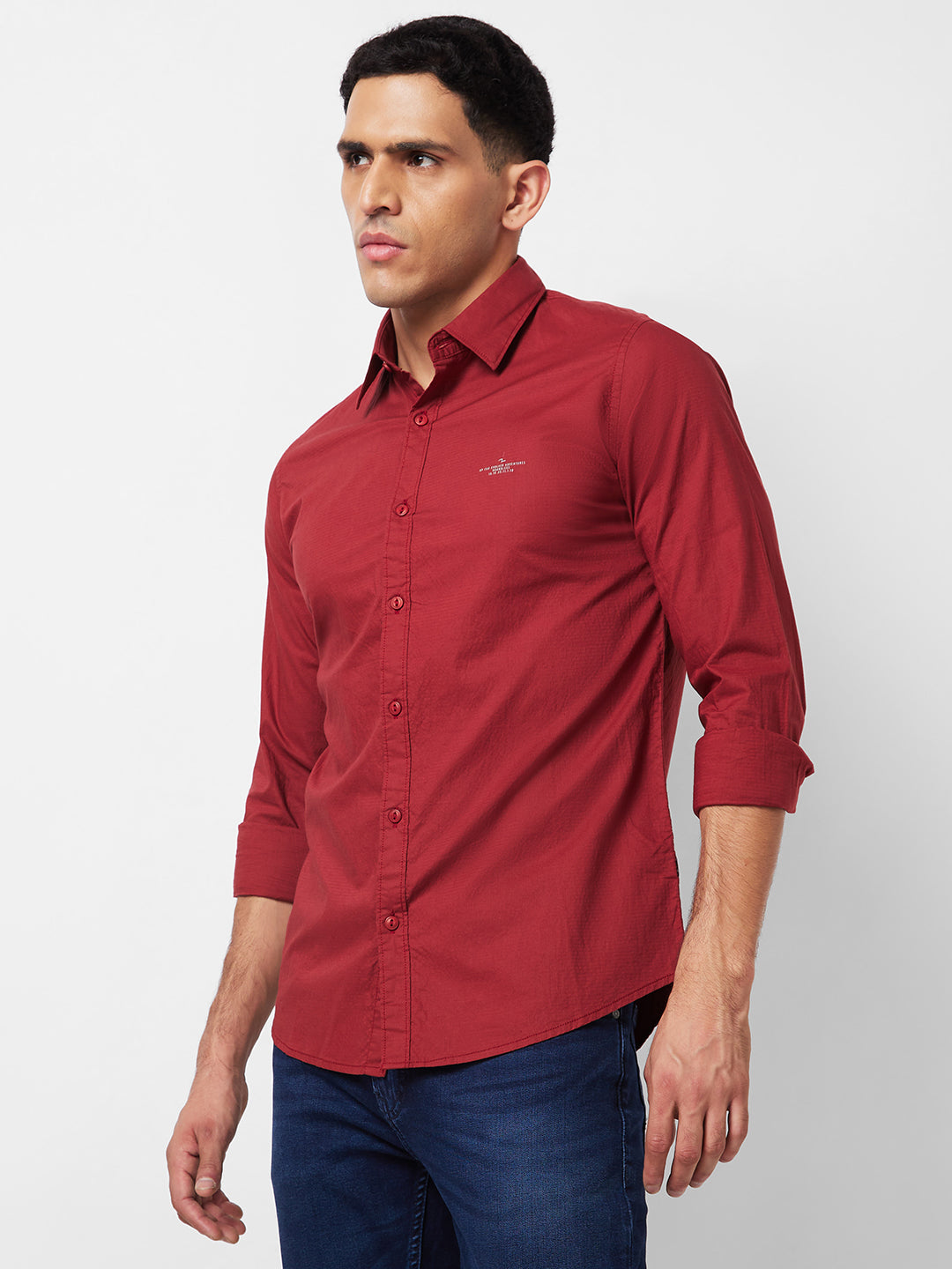 Spykar Red Solid Shirt For Men