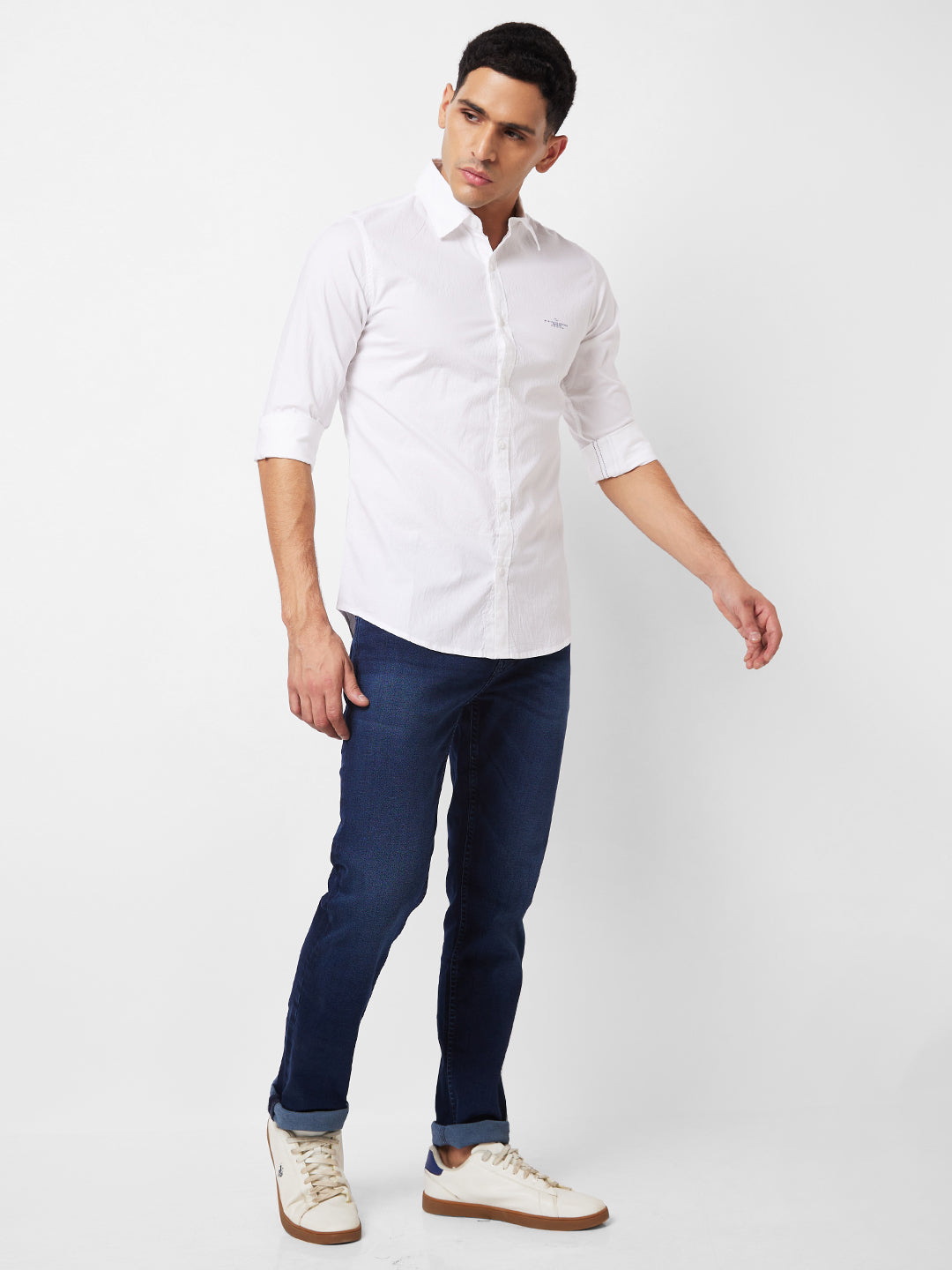 Spykar White Solid Shirt For Men