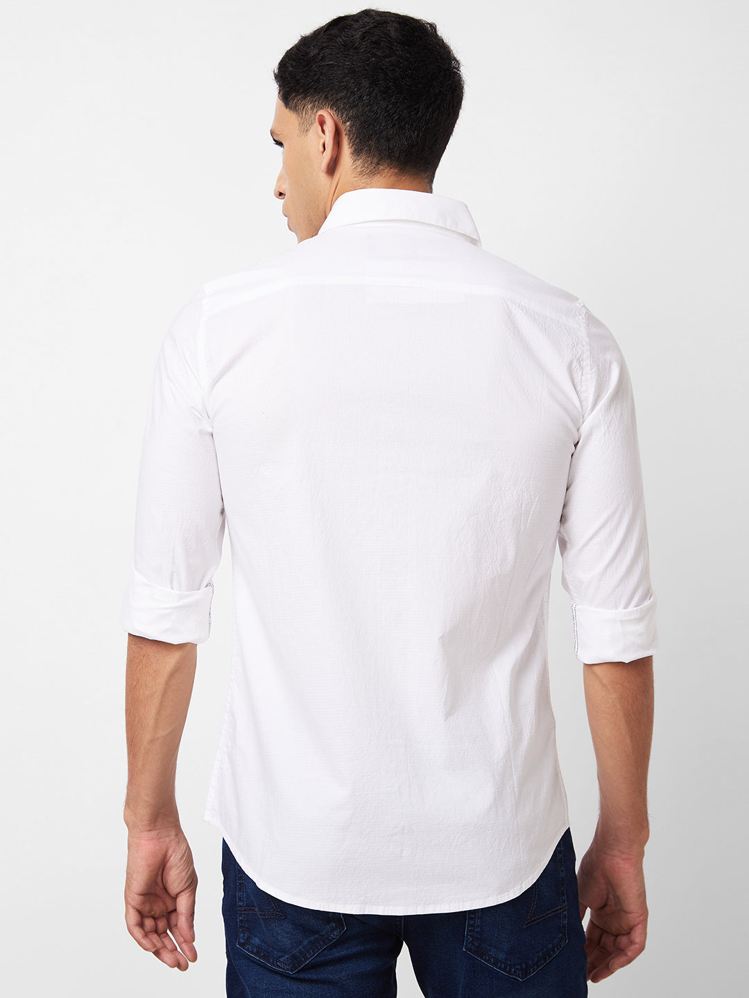 Spykar White Solid Shirt For Men