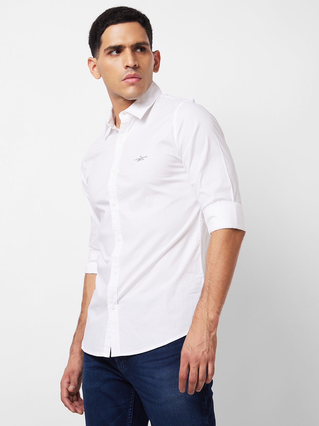 Spykar White Solid Shirt For Men