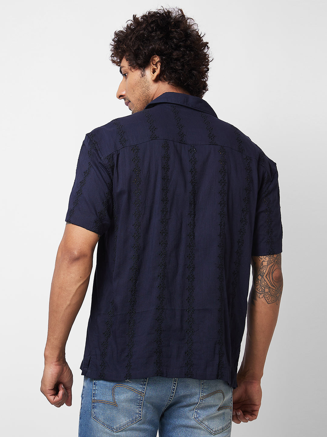 Spykar Blue SOLID HALF SLEEVE Shirt For Men