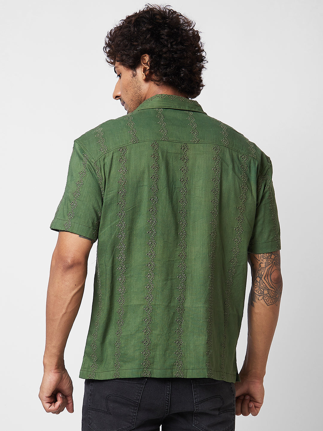 Spykar Green SOLID HALF SLEEVE Shirt For Men