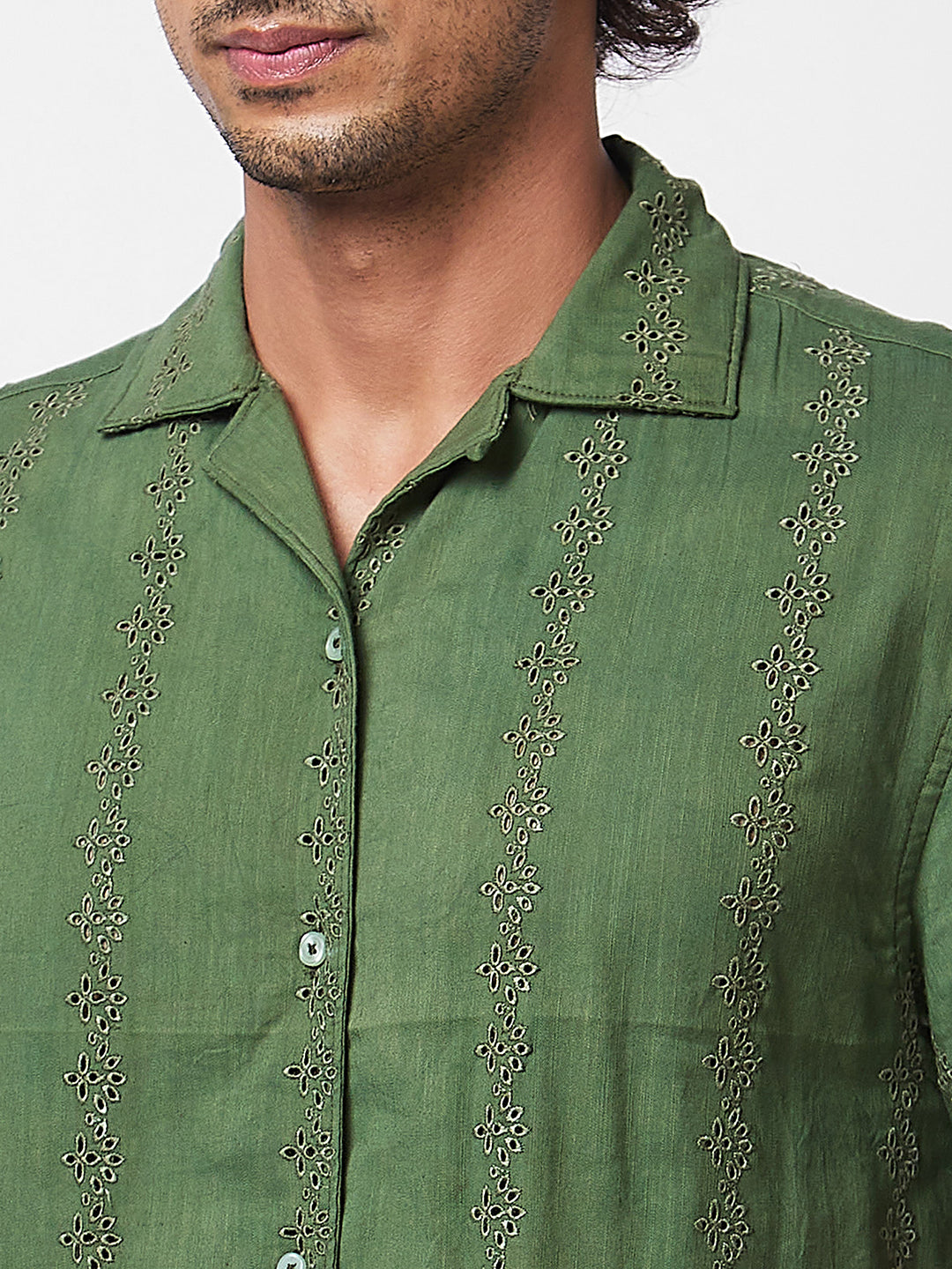 Spykar Green SOLID HALF SLEEVE Shirt For Men