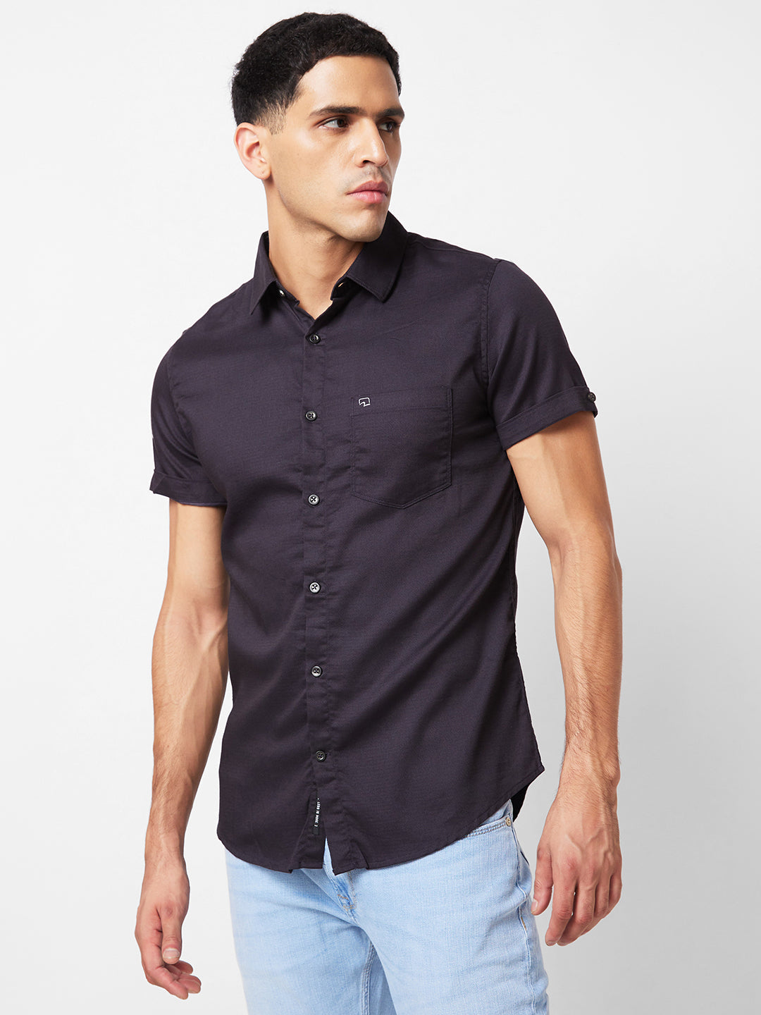 Spykar Grey Solid Shirt For Men