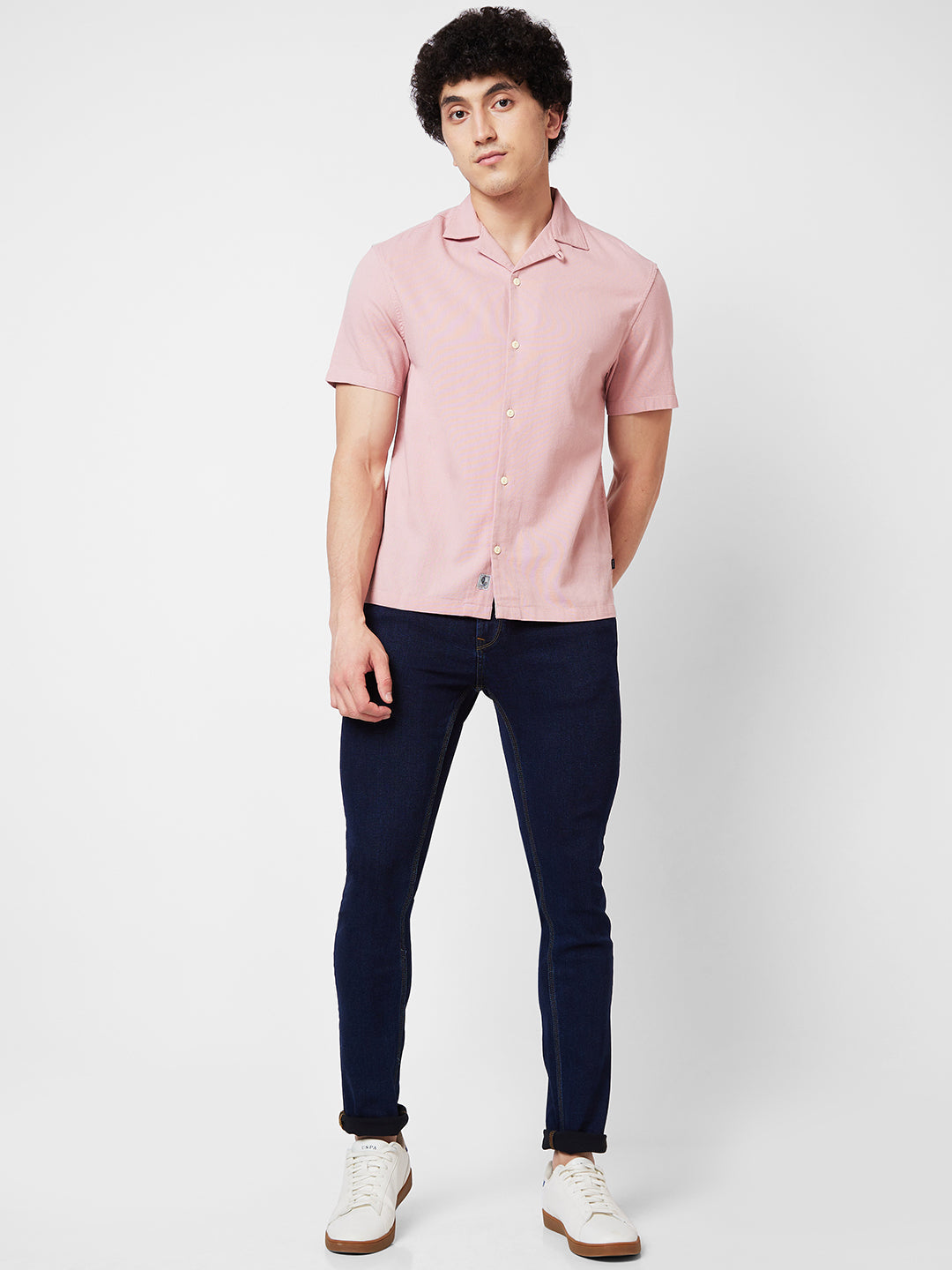 Spykar Pink SOLID HALF SLEEVE Shirt For Men