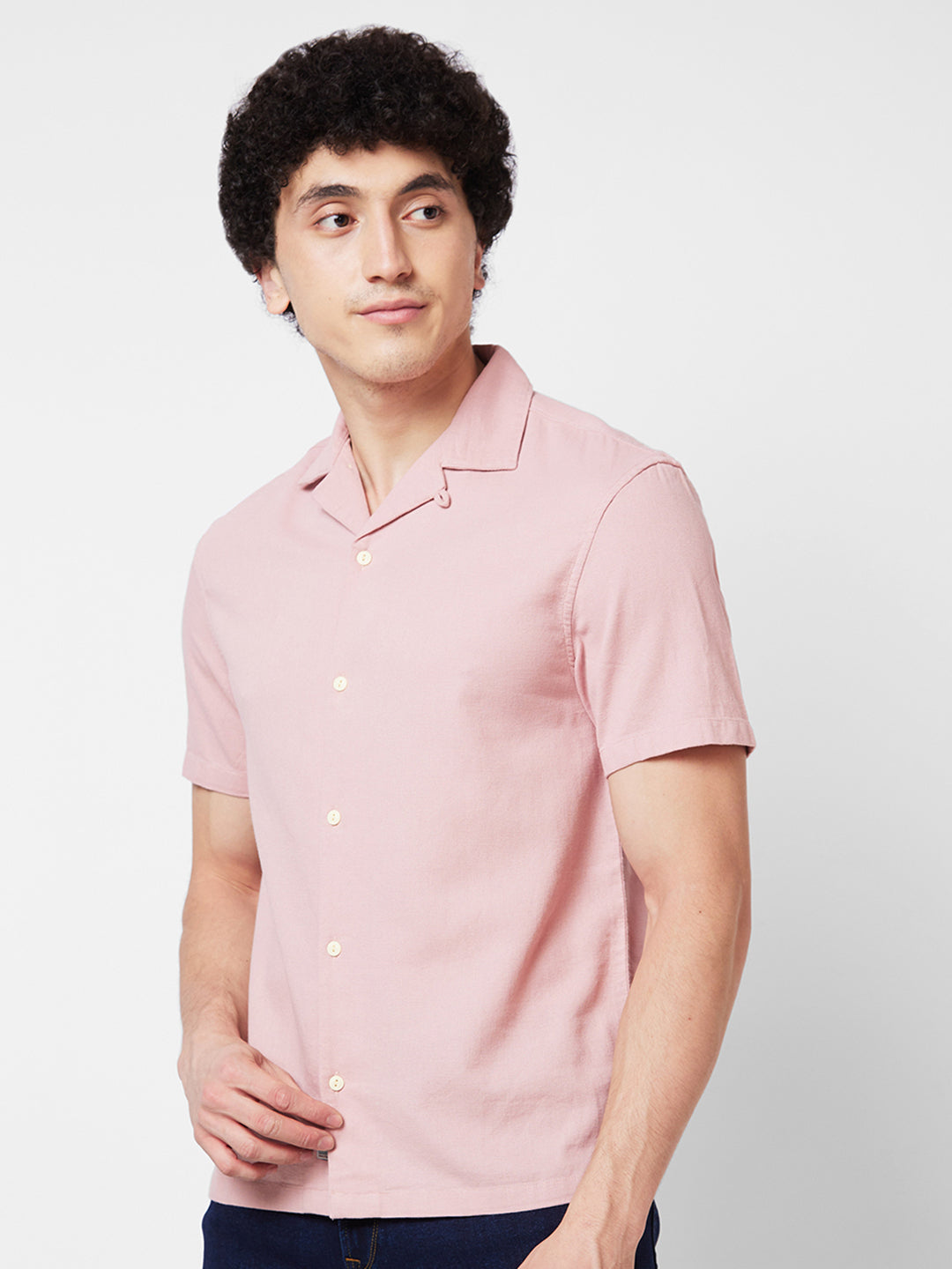 Spykar Pink SOLID HALF SLEEVE Shirt For Men