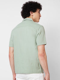 Spykar Green SOLID HALF SLEEVE Shirt For Men