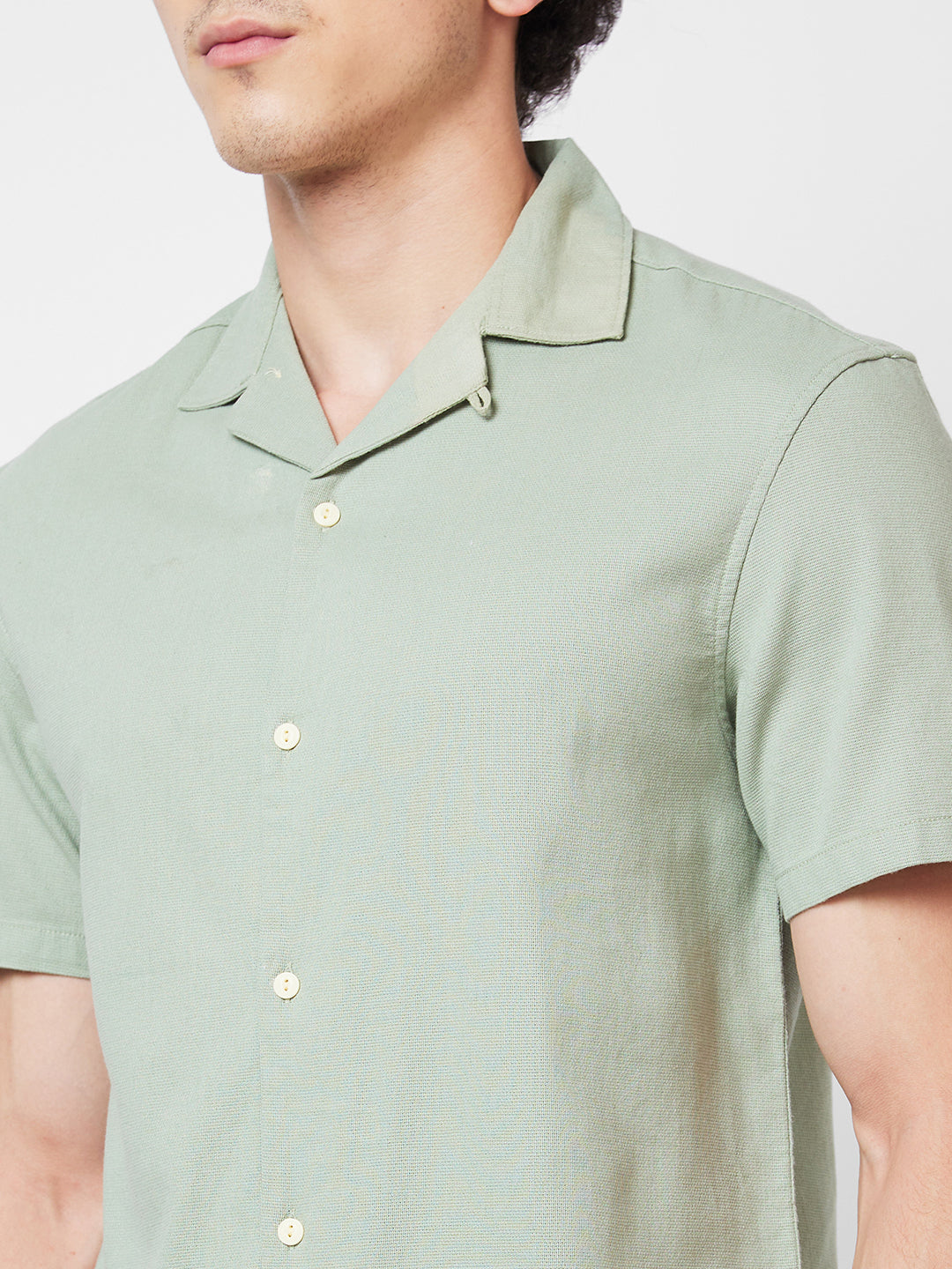 Spykar Green SOLID HALF SLEEVE Shirt For Men