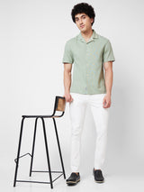 Spykar Green SOLID HALF SLEEVE Shirt For Men