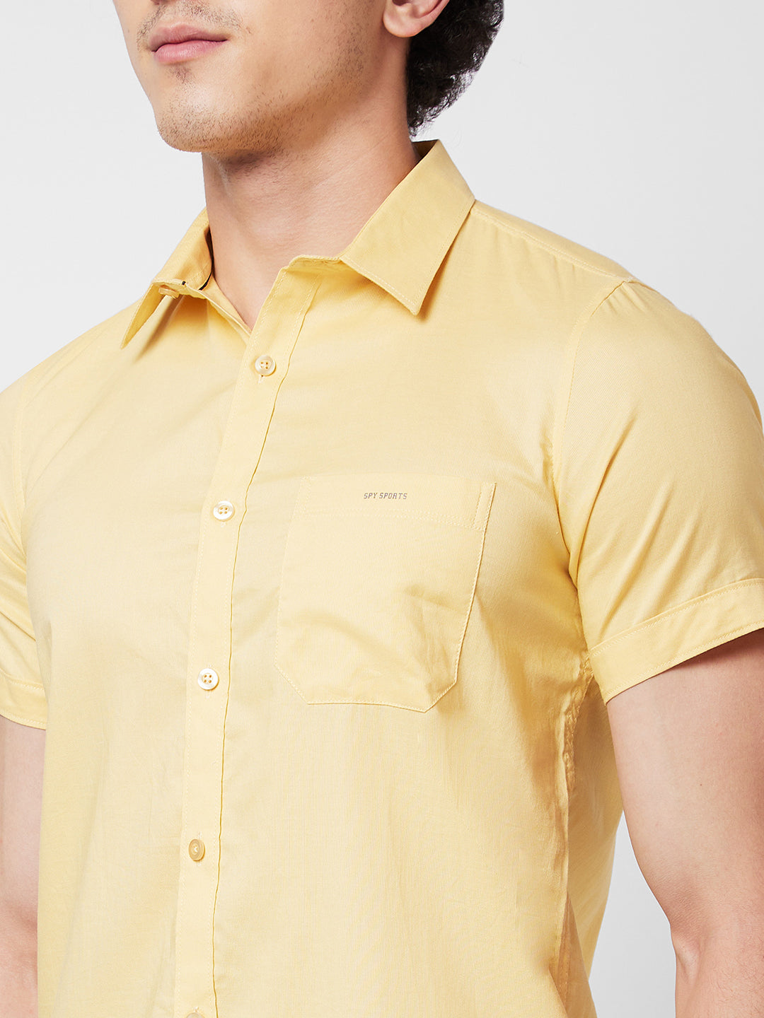 Spykar Yellow SOLID HALF SLEEVE Shirt For Men