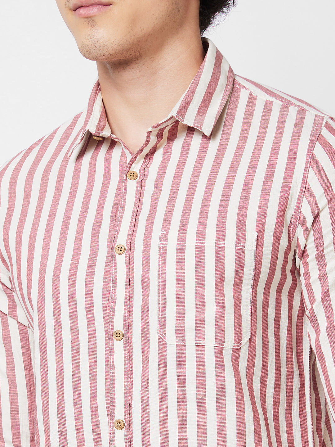 Spykar Red STRIPED FULL SLEEVE Shirt For Men