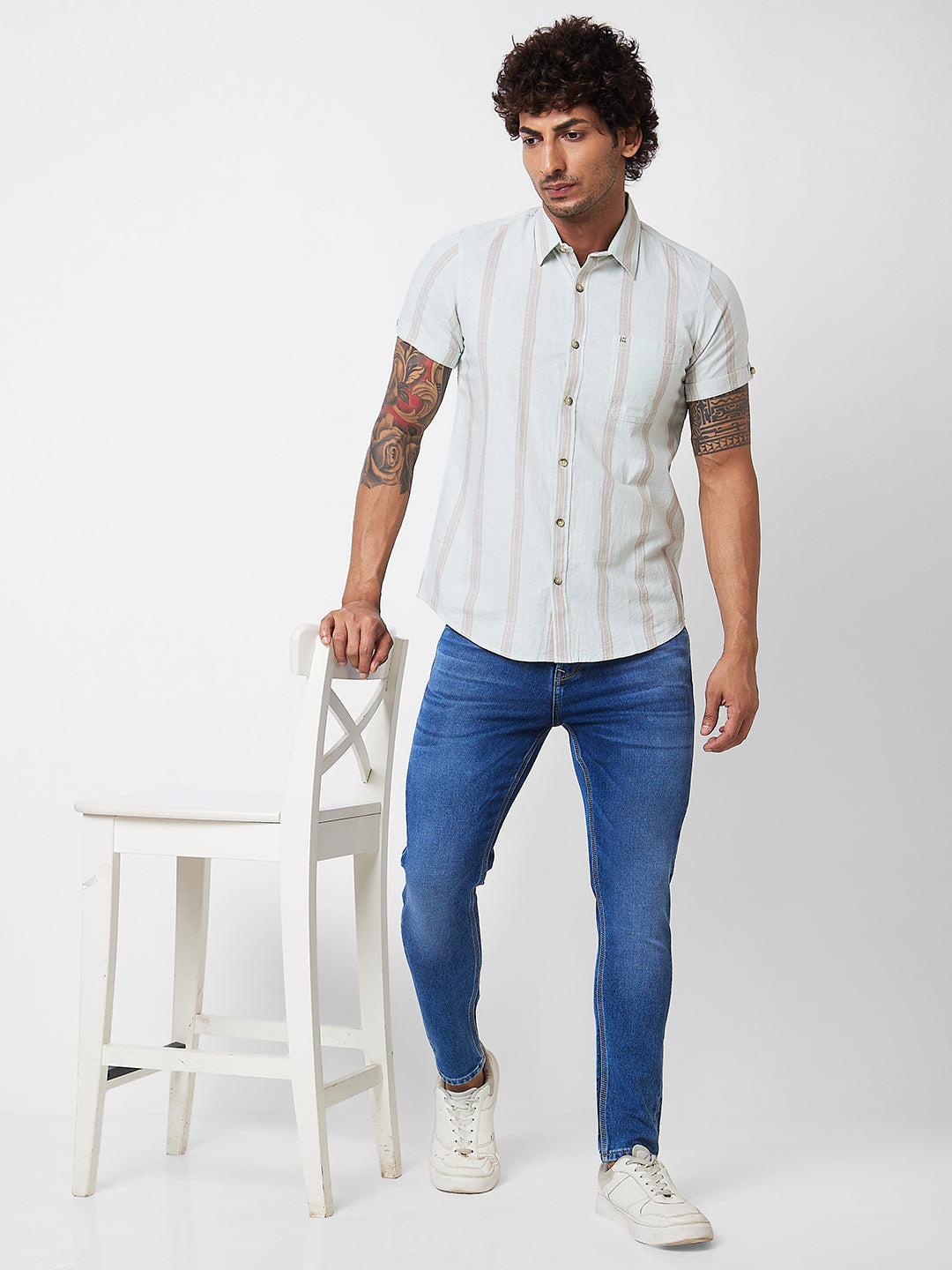 Spykar Green PRINTED HALF SLEEVE Shirt For Men