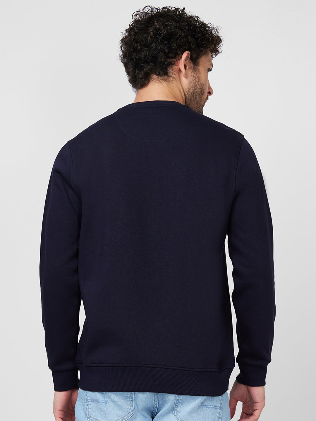 Spykar Slim Fit Round Neck Full Sleeve Blue Sweatshirt For Men