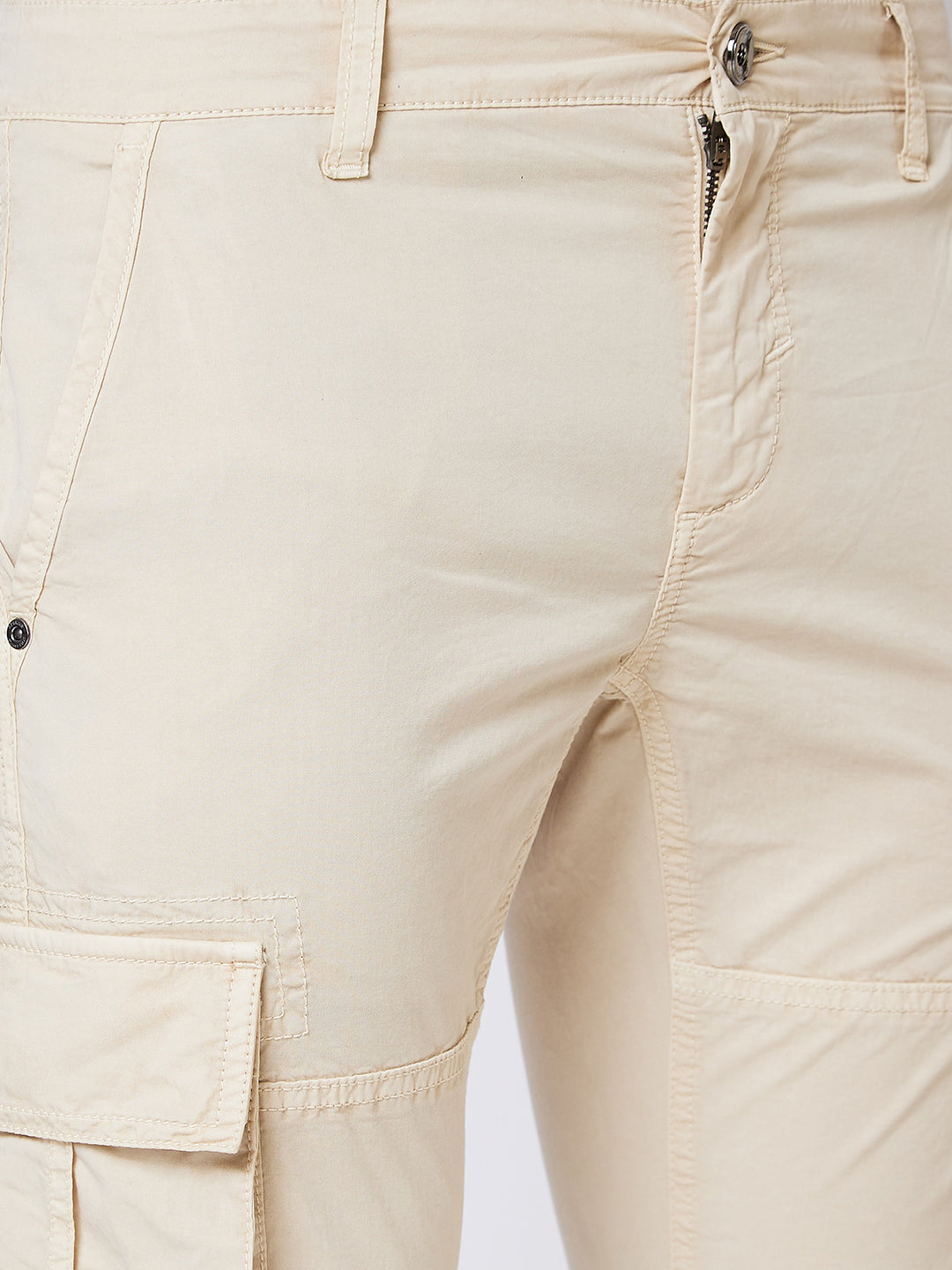 Spykar Mid Rise CARGO Beige Trousers For Men