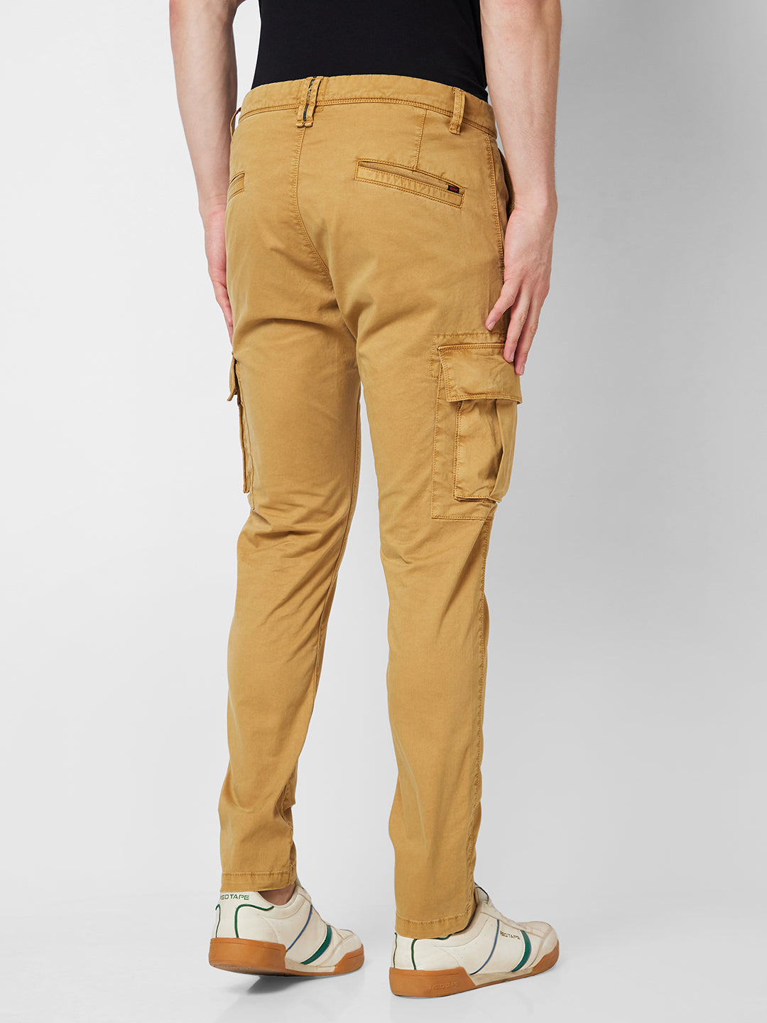 Spykar Mid Rise CARGO Khaki Trousers For Men