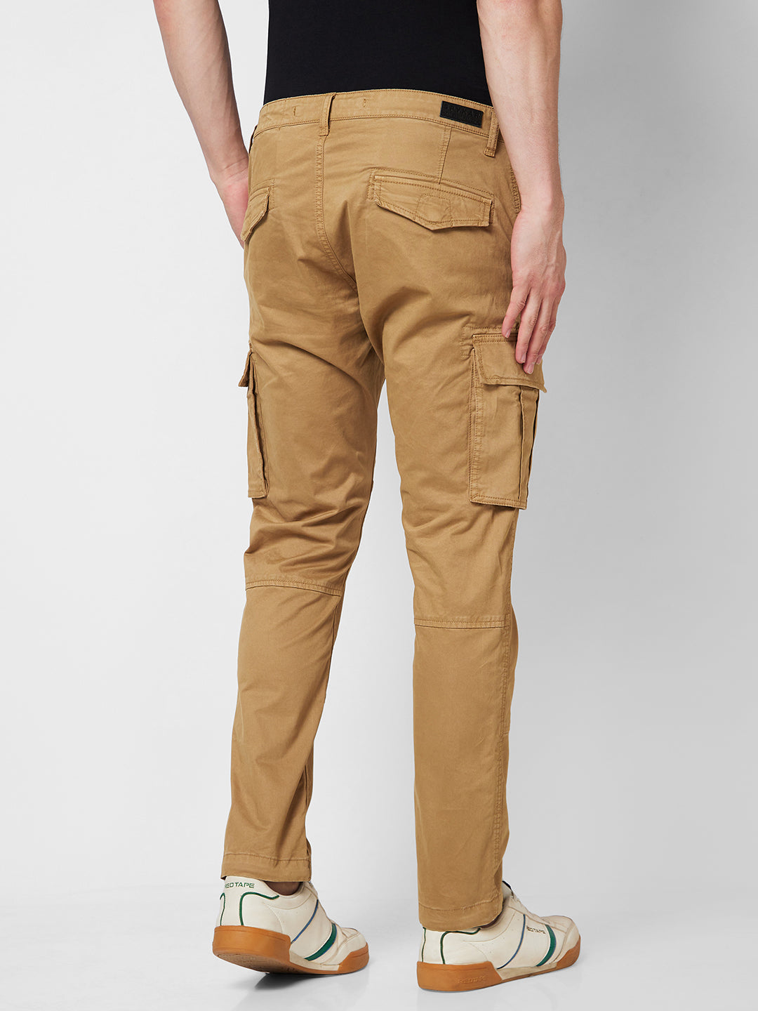 Spykar Mid Rise CARGO Khaki Trousers For Men