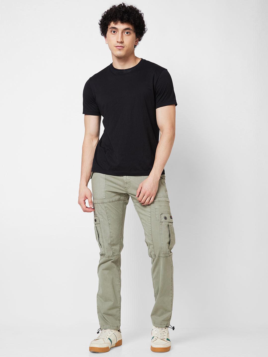 Spykar Khaki Solid Ankle-Length [waist rise] Casual Men Slim Fit Cargos -  Selling Fast at Pantaloons.com