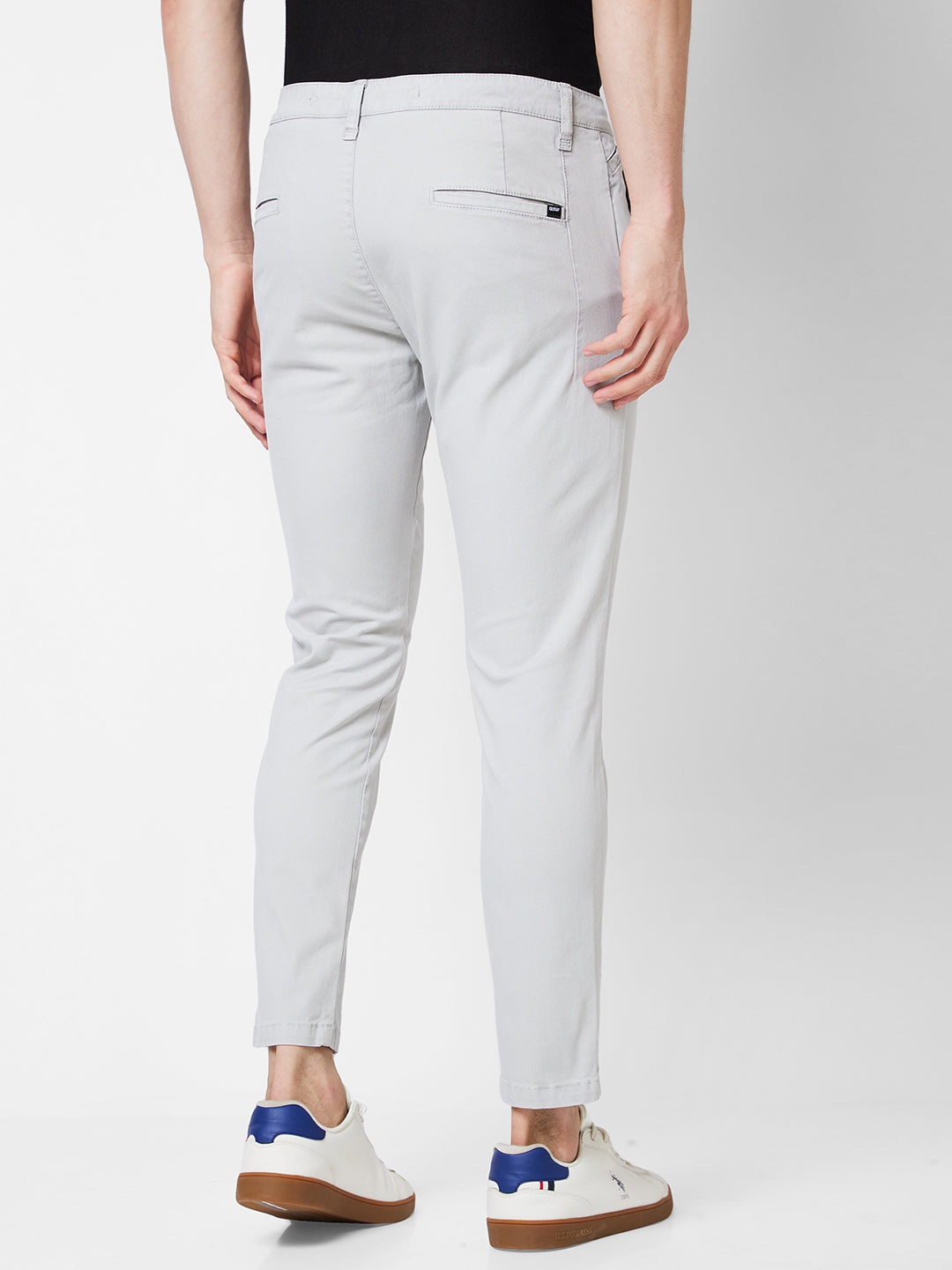 Spykar Mid Rise KANO Grey Trousers For Men