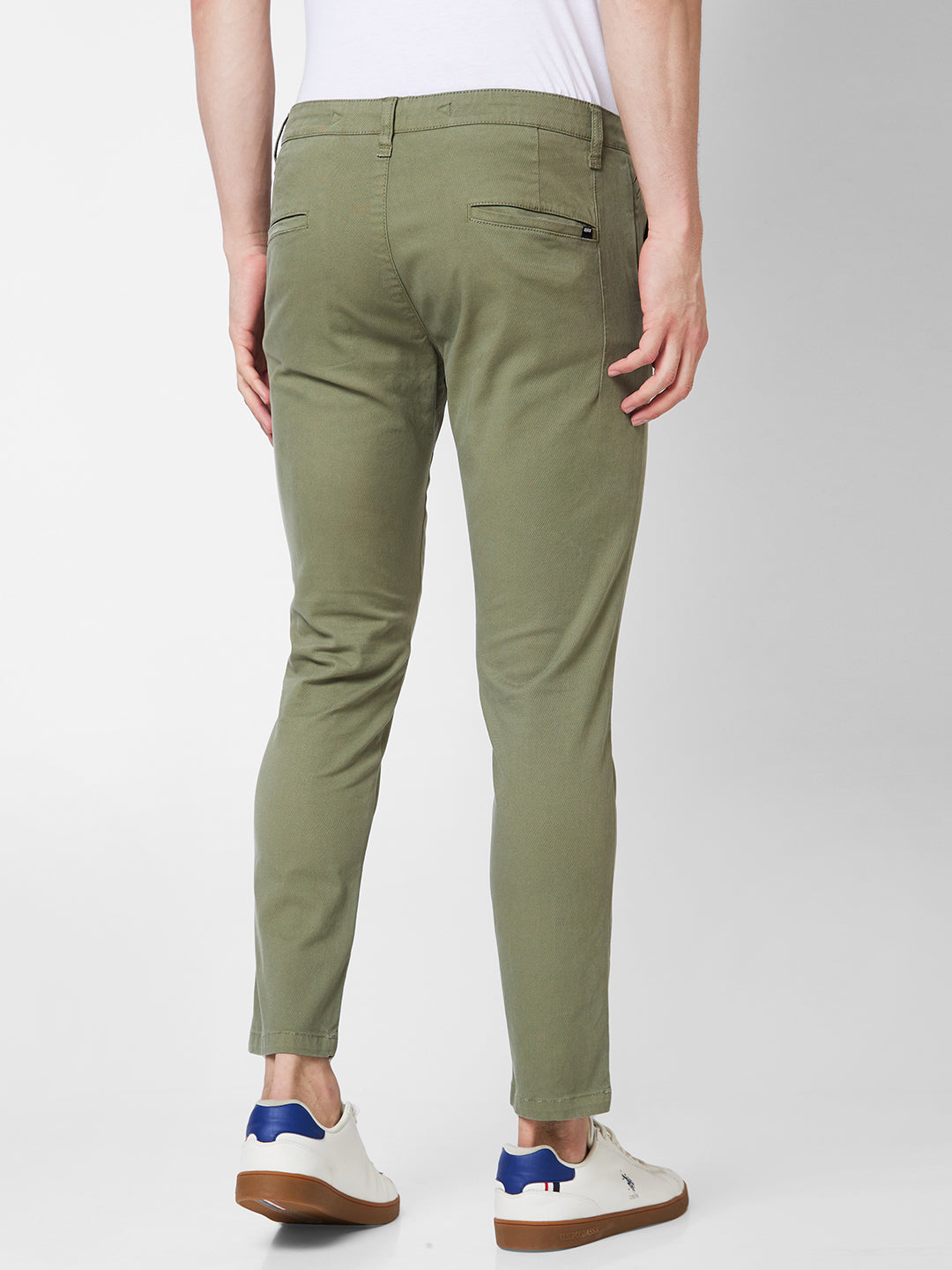 Spykar Mid Rise KANO Green Trousers For Men