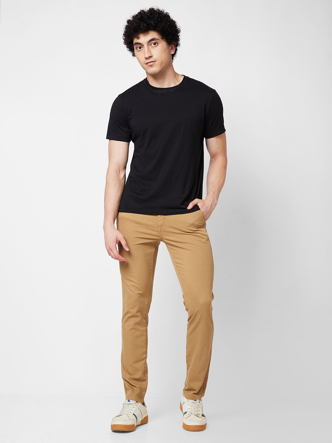 Spykar Mid Rise NEW RICO Khaki Trousers For Men