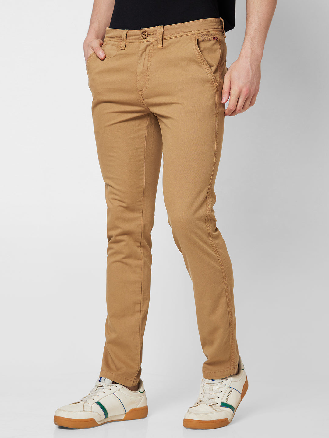 Spykar Mid Rise NEW RICO Khaki Trousers For Men