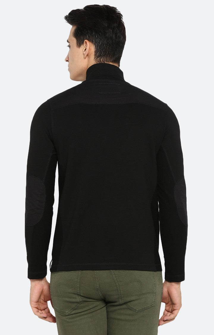 Spykar Black Cotton Slim Fit Sweatshirt For Men