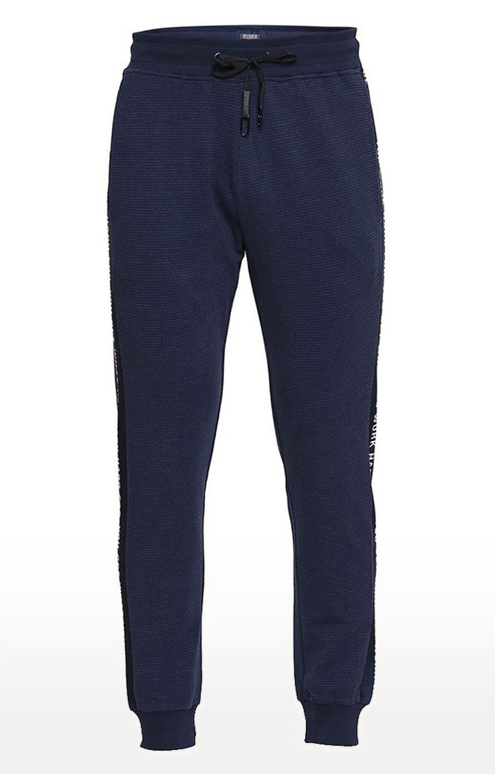 Spykar Men Blue Cotton Slim Fit Low Rise Joggers/Trackpant