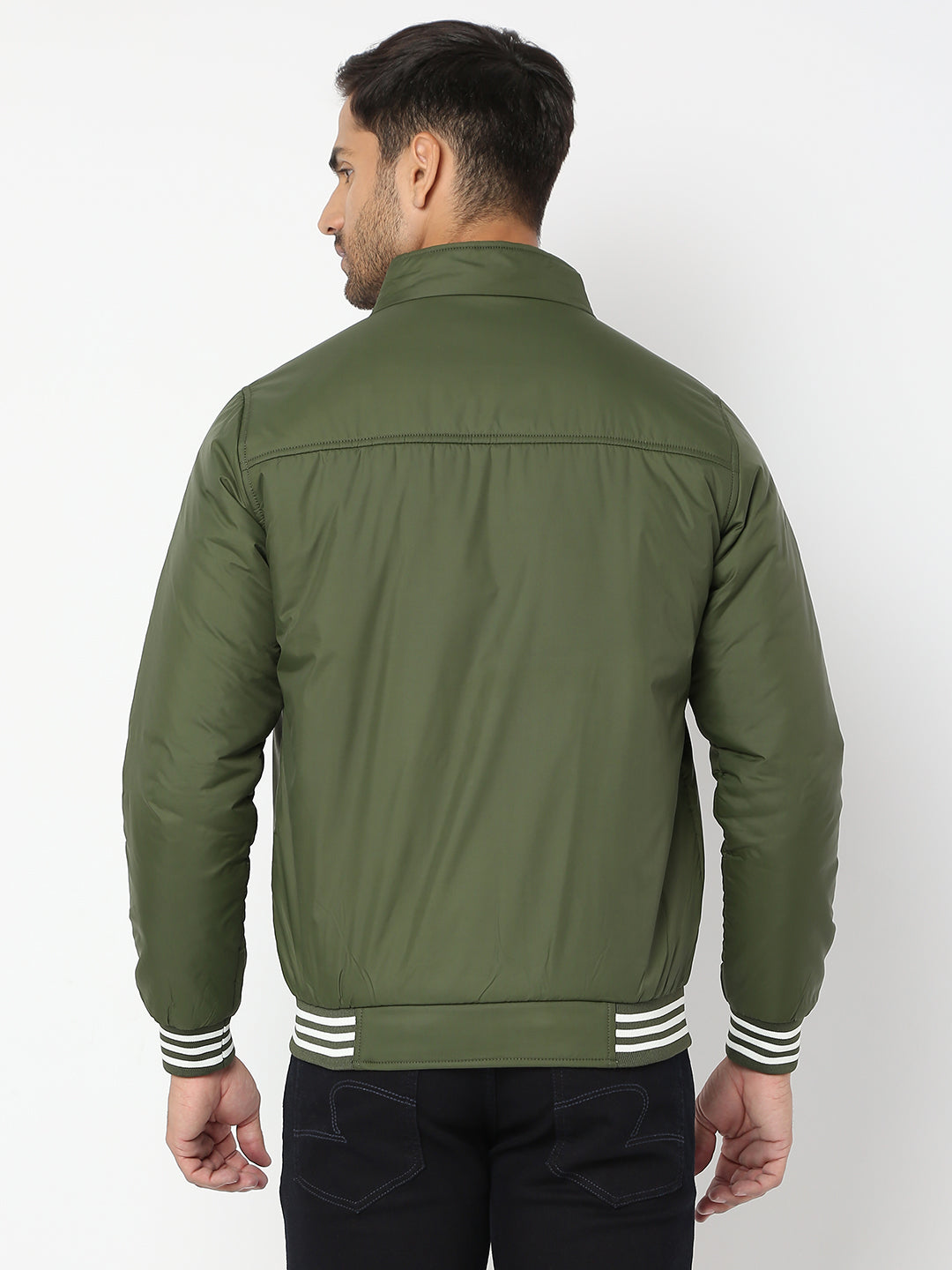 Spykar Men Olive Nylon Regular Fit Jacket