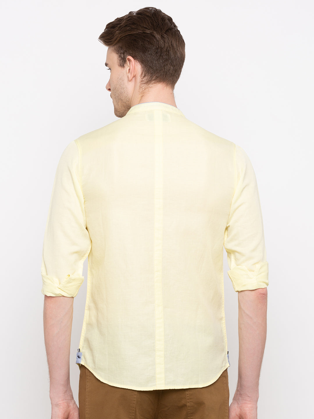 Spykar Slim Fit Men Yellow Cotton Casual Shirt