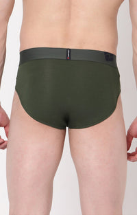 Olive Cotton Brief For Men Premium- Underjeans By Spykar