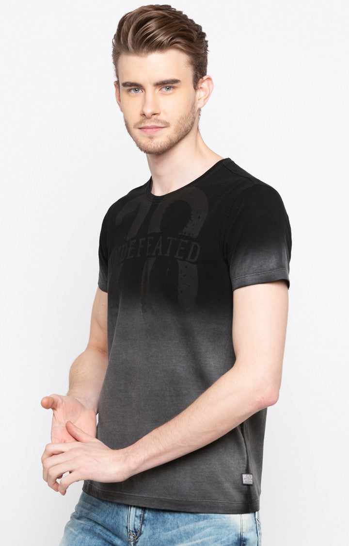 Spykar Black Colourblock Slim Fit Men T-Shirts