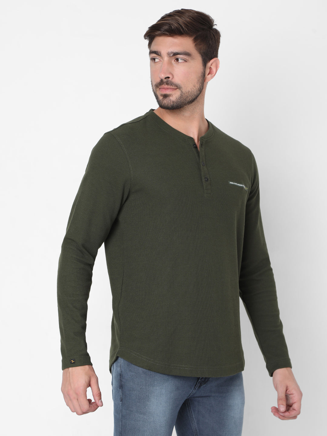 Spykar Men Green Cotton Slim Fit M and arin T-Shirt