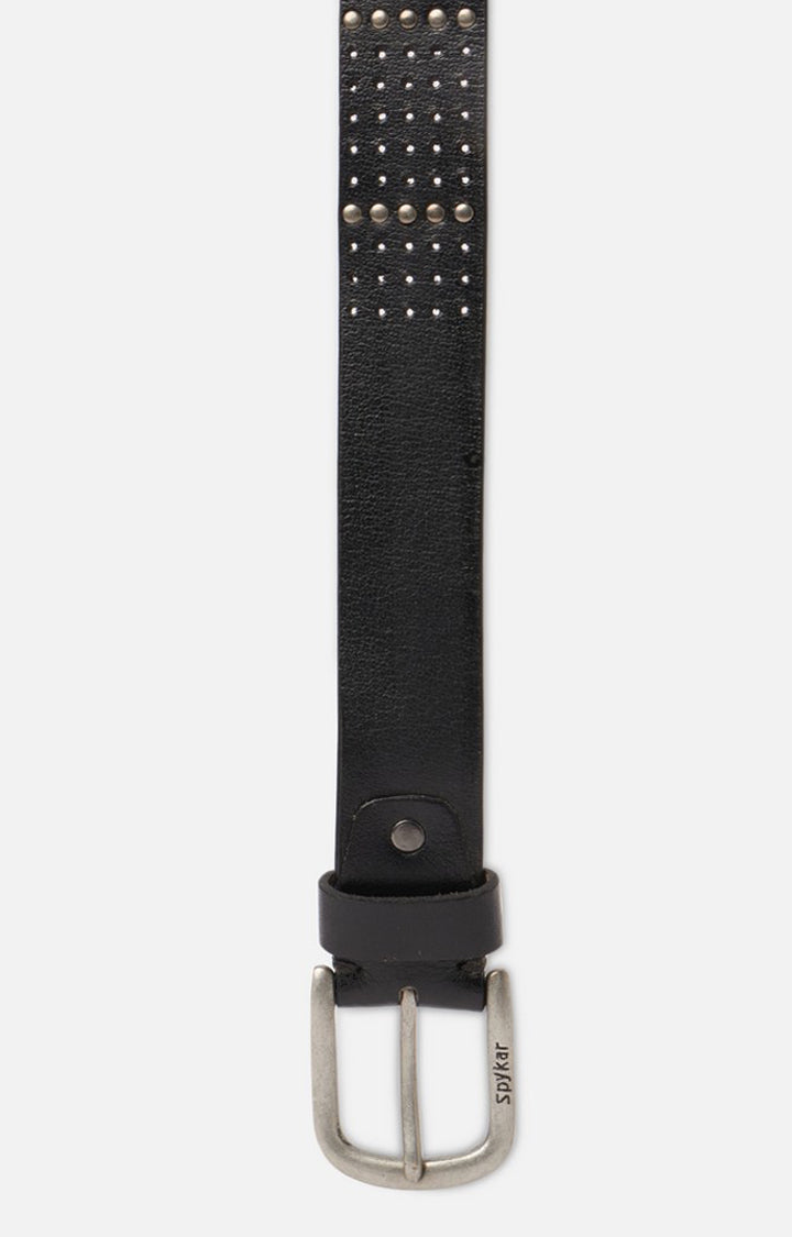 Spykar Men Black Genuine Leather Belt