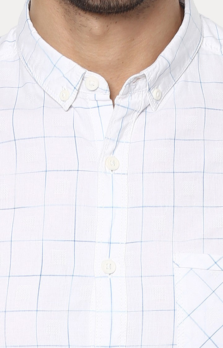 Spykar Men'S White Cotton Checked Casual Shirts