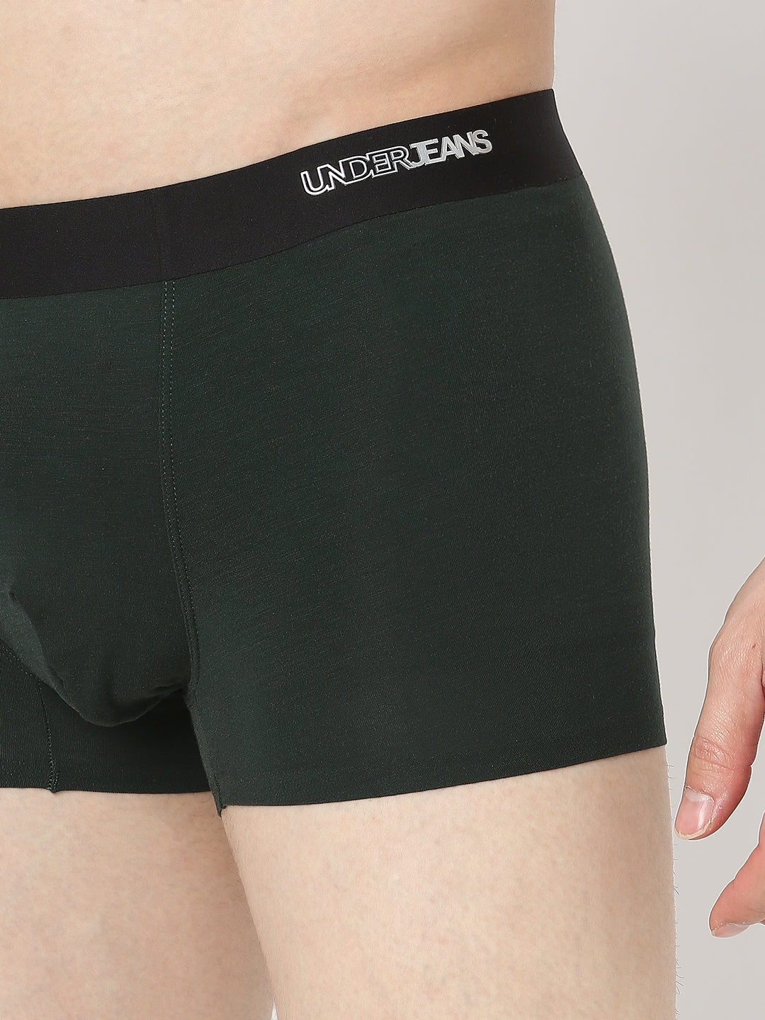 Underjeans by Spykar Men Super Premium Bonded Elastic Bottle Green Trunk