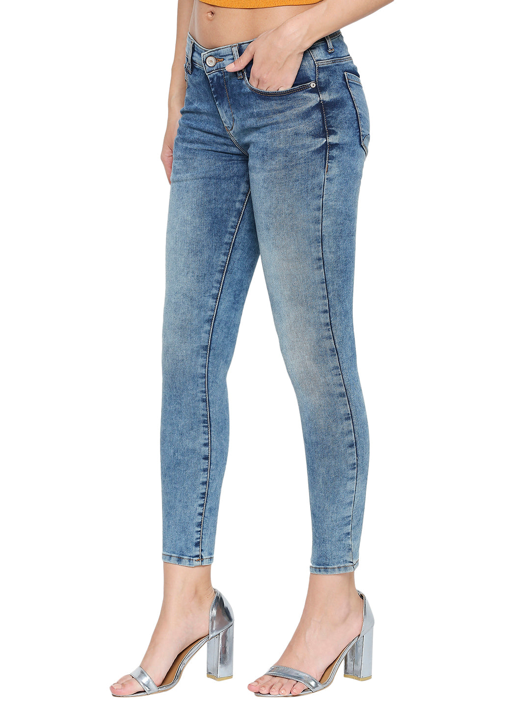 Spykar Women Blue Cotton Jeans