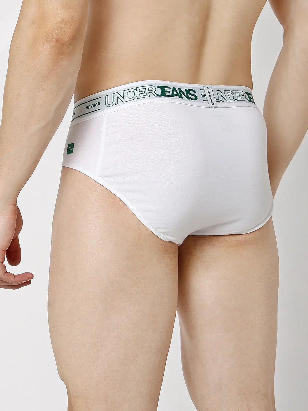 Underjeans By Spykar Men Premium Grey & White Cotton Blend Regular Fit Brief - Pack Of 2
