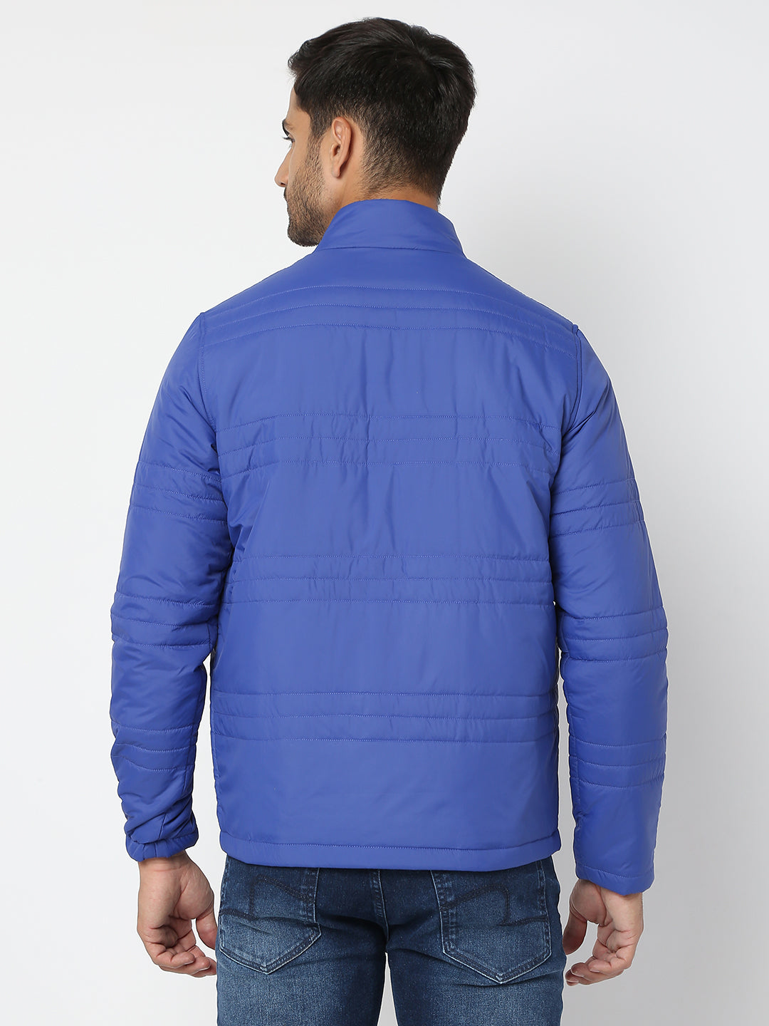 Spykar Men Royal Blue Nylon Regular Fit Jacket