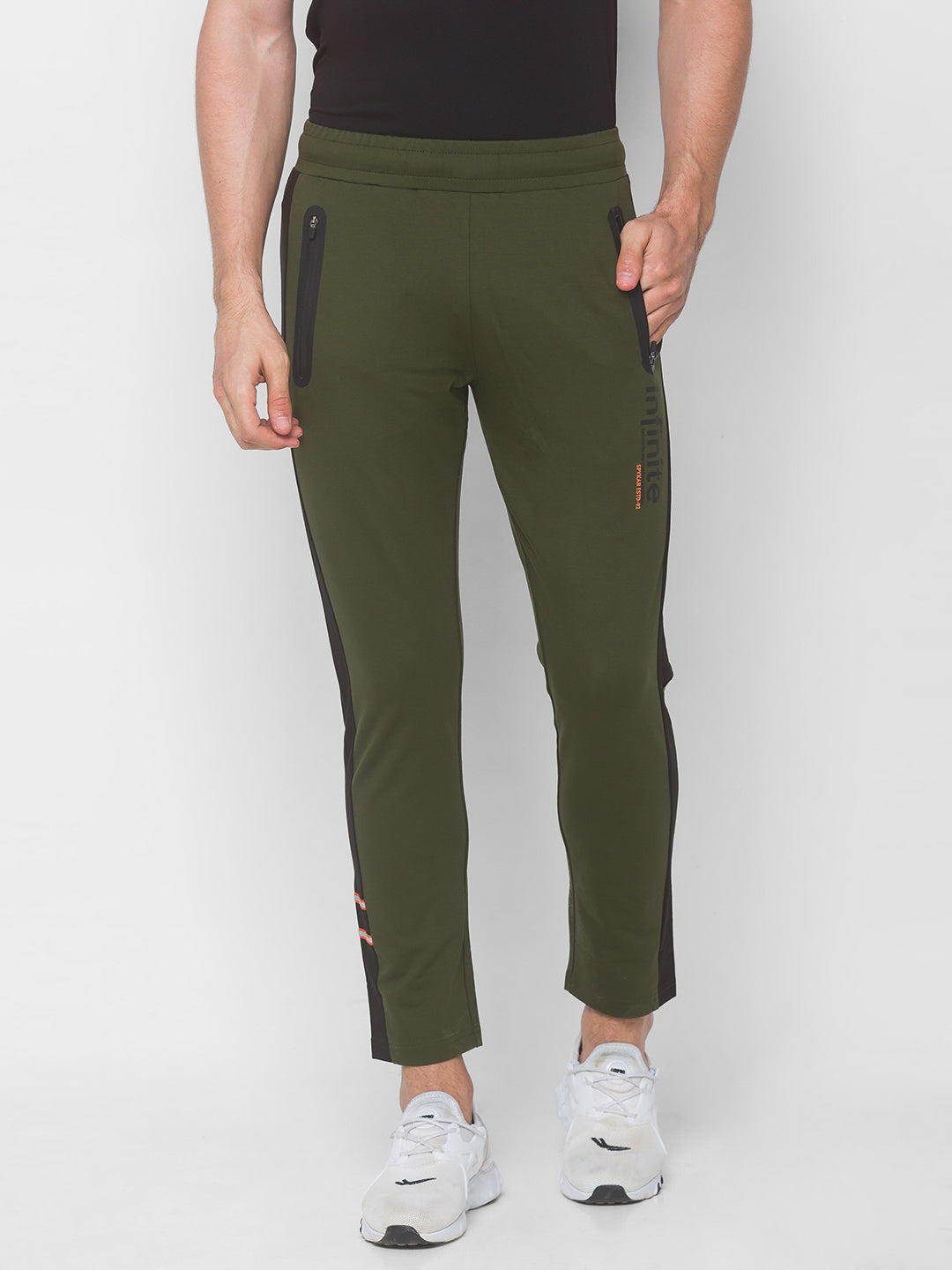 Spykar Men Green Cotton Slim Fit Mid Rise Trackpant