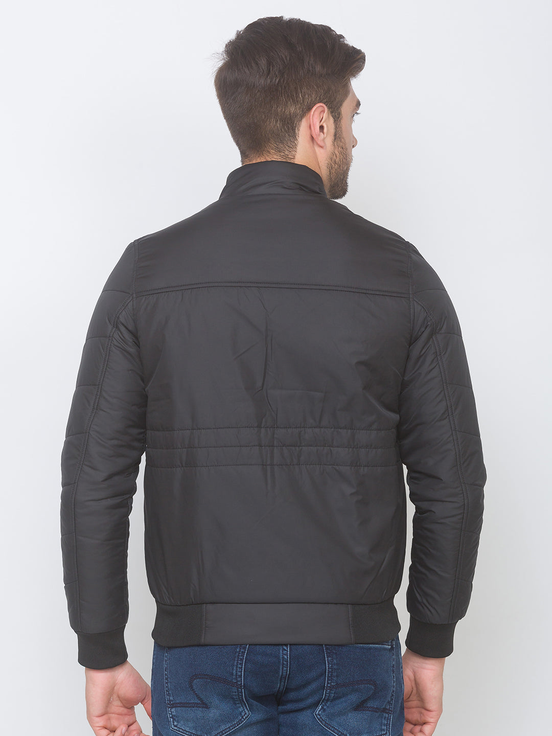 Spykar Black Polyester Men Front Open Jacket