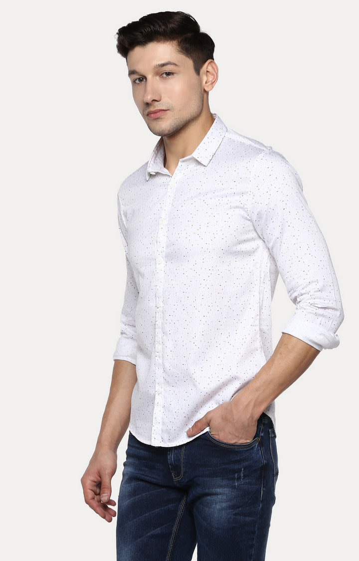 Spykar Men'S White Cotton Printed Casual Shirts