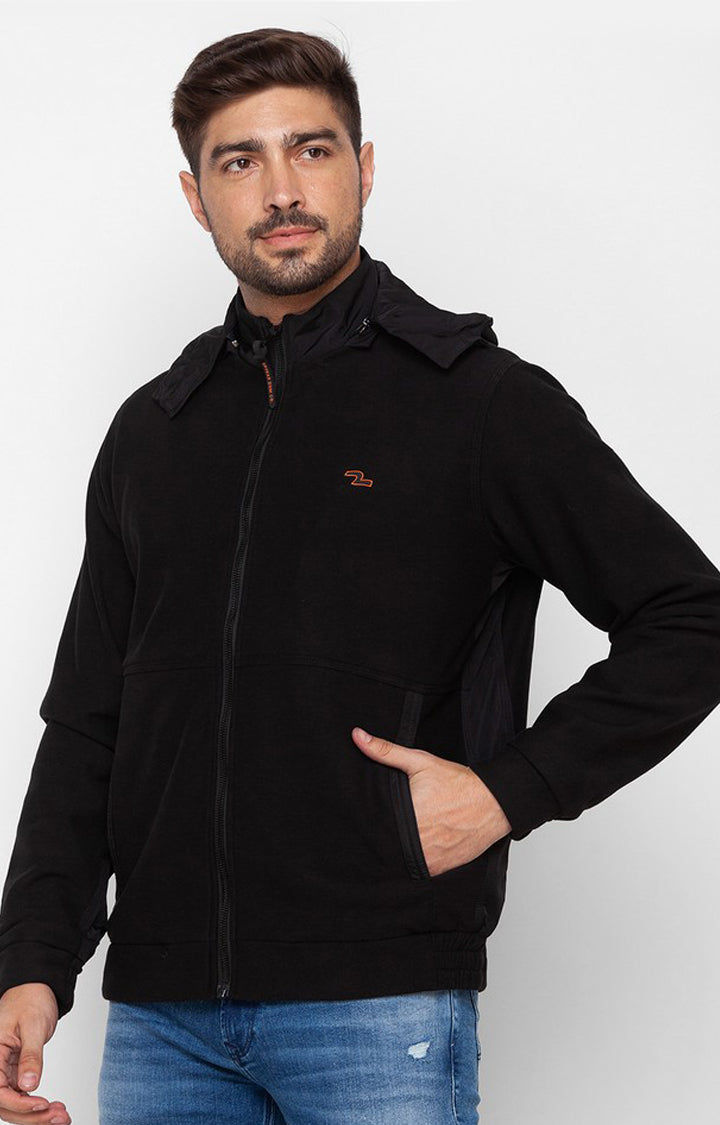 Spykar Jet Black Cotton Full Sleeve Casual Jacket For Men