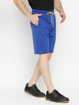 Men Premium Royal Blue Cotton Blend Shorts - Underjeans By Spykar
