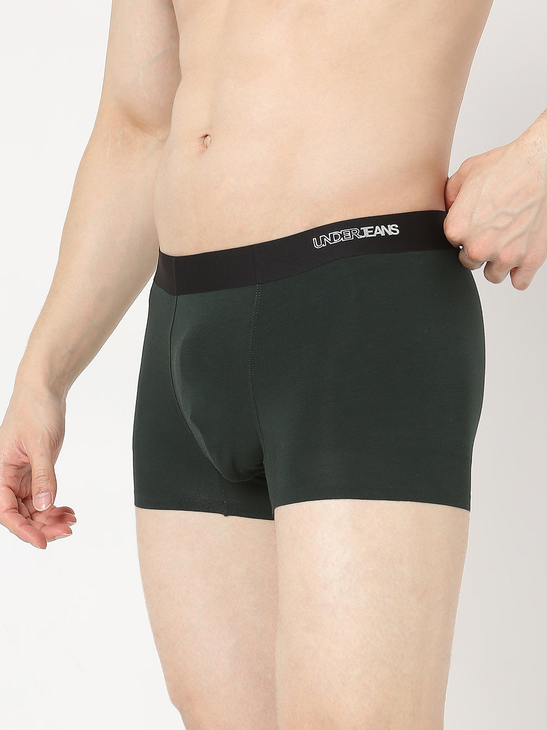 Underjeans by Spykar Men Super Premium Bonded Elastic Bottle Green Trunk