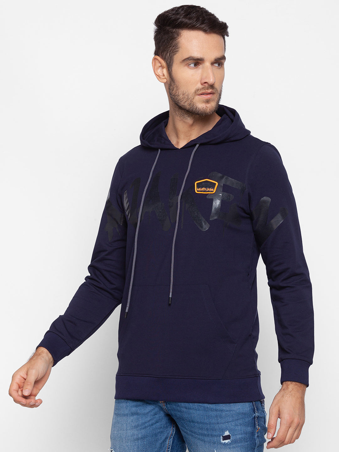 Spykar Blue Cotton Sweatshirt For Men