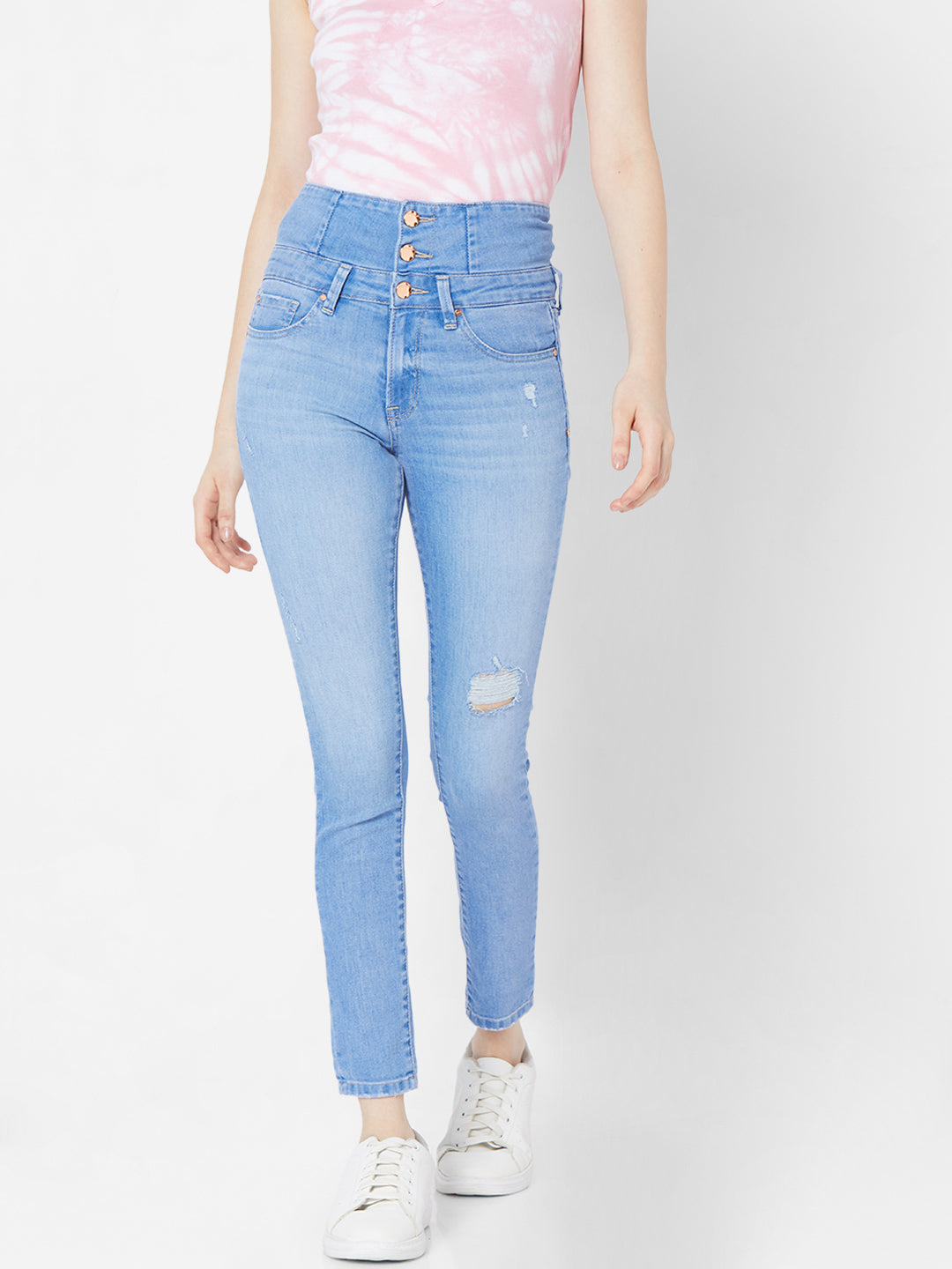 Spykar Women Mid Blue Solid Skinny Mid-Rise Jeans (Alicia)