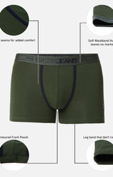 Men Premium Olive Cotton Trunk - Underjeans By Spykar