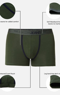 Men Premium Olive Cotton Trunk - Underjeans By Spykar