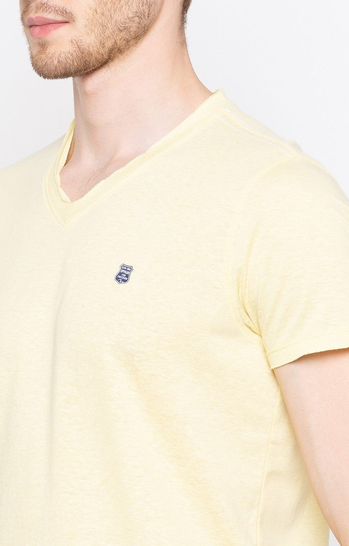 Spykar Pestle Yellow Melange Slim Fit Men T-Shirts