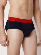 Men Premium Navy Cotton Blend Brief- Underjeans By Spykar